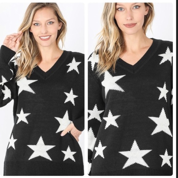 🌺2/$35 sale star print sweater matching face mask - Picture 3 of 4